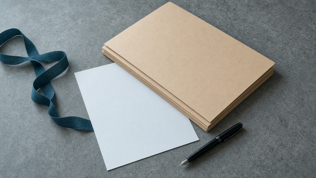 Staged packets on a desk. Sage drafts; filings are signed before submit.